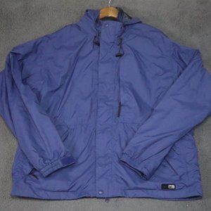 REI Windbreaker Jacket Mens 2XL Blue Hooded Full Zip Outdoor Hiking Long Sleeve